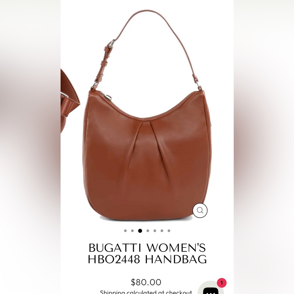 Bugatti Elegant Brown Leather Shoulder Bag - Picture 2 of 9